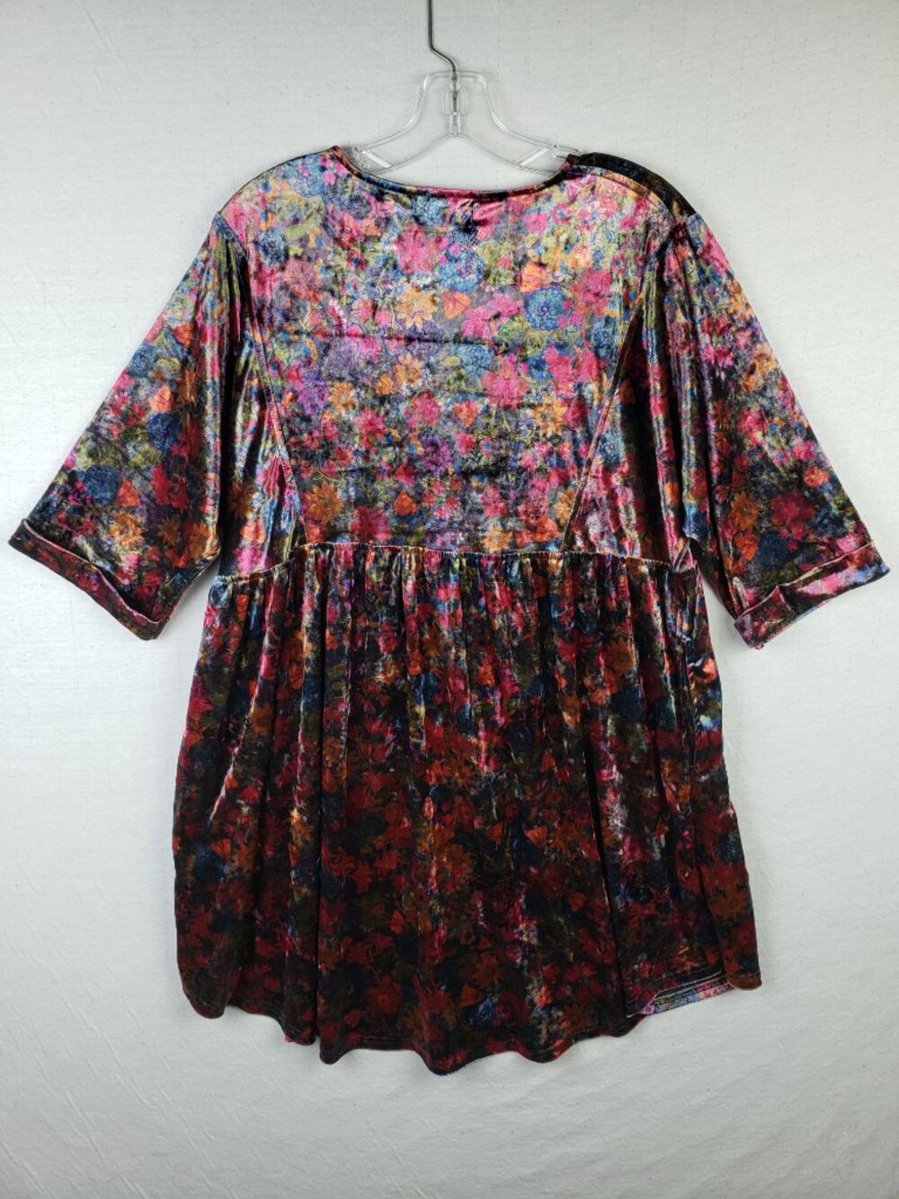 Natural Life Velvet Tunic Dress Empire Waist Abstract Floral Colorful size M - Picture 6 of 9